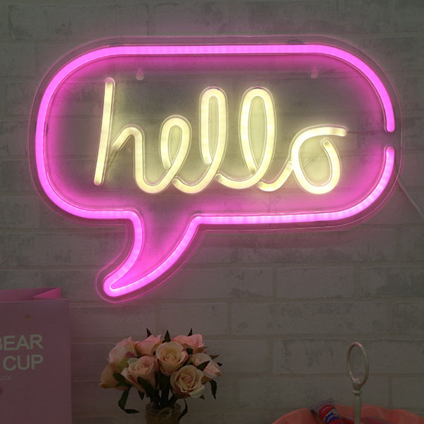 HELLO-kirjaimet LED-neonvalo seinälle ripustettava kyltti baariin, makuuhuoneeseen, olohuoneeseen