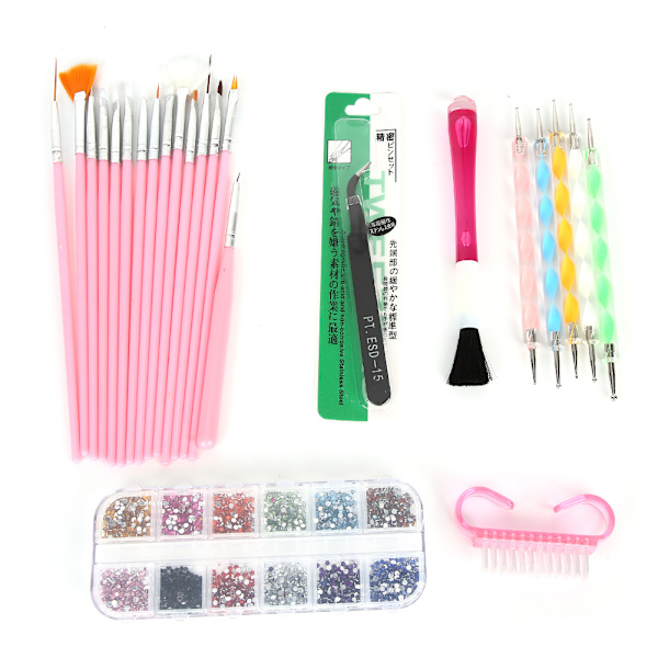 Nagel prickpenna strass dekoration nagelkonst borste tennfolie papper manikyr verktyg set