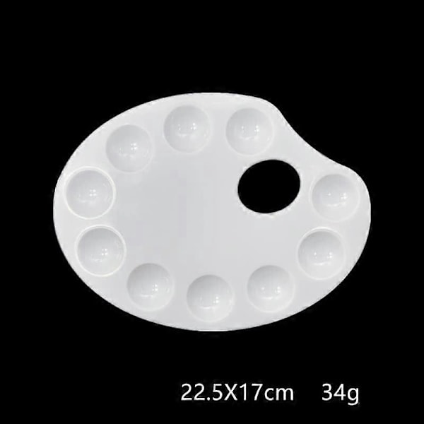 6 stk. Runde malerpaletter i plastik, elliptiske 17 * 22,5 cm