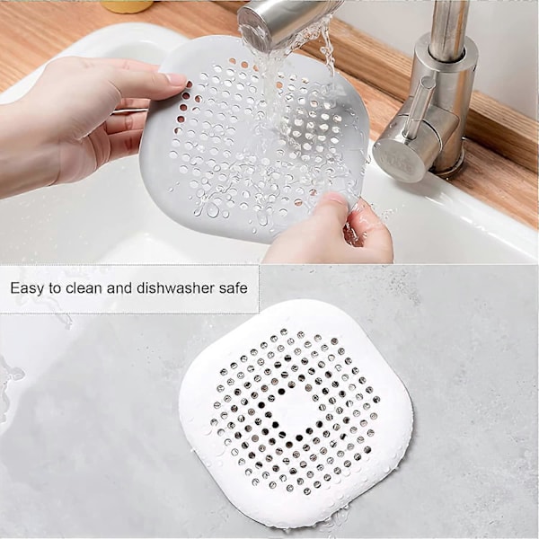 4 stk. silikone afløbssi til vask, 14x14cm bruseafløbssi hårsi afløbsfilter til brusebad, vask, badekar køkken og bad adgang