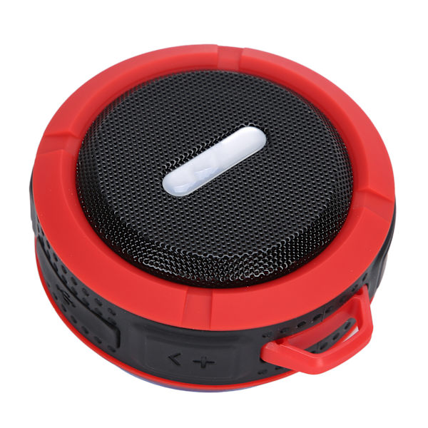 C6 Bluetooth-högtalare med sugkopp karbinhake vattentät mini-subwoofer för utomhussporter röd