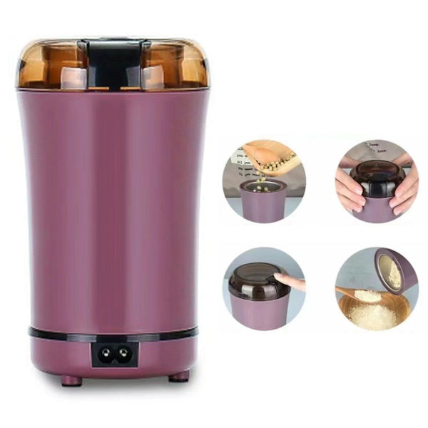 Elektrisk kaffekvern for urter og krydder, superfin kverning, lilla, EU-plugg, 220V