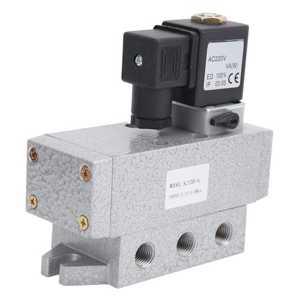 2-positions 5-vägs magnetventil Enkel elektrisk kontroll pneumatisk utrustning G1/8in K25DH-6AC 220V