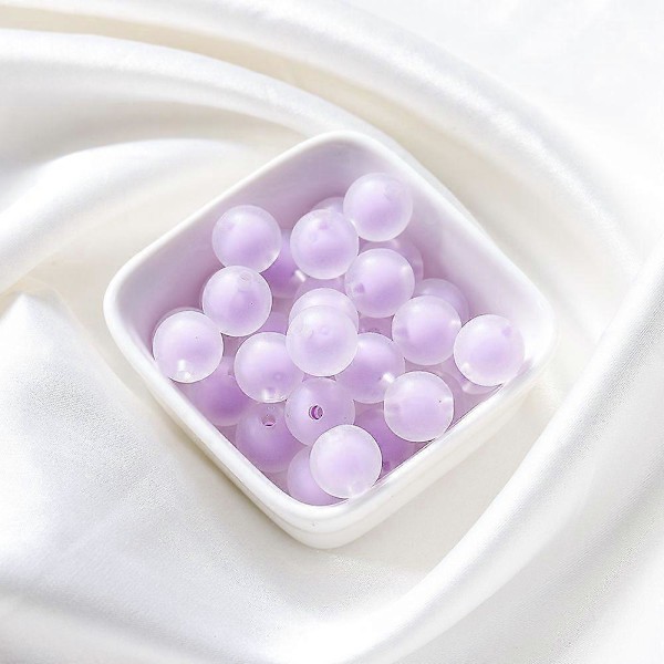 30-50 stk. Fargerike AB Frostet Klar Akrylkuler for DIY Smykkelaging Håndlagde Tilbehør Størrelse 8-15mm FrostetLilla 12mmx50stk