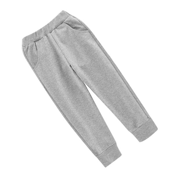 Barne Fleece Joggebukse Elastisk Midje Supermyk Bomull Casual Varme Fleece Bukser for Utendørs Vinter Grå XL