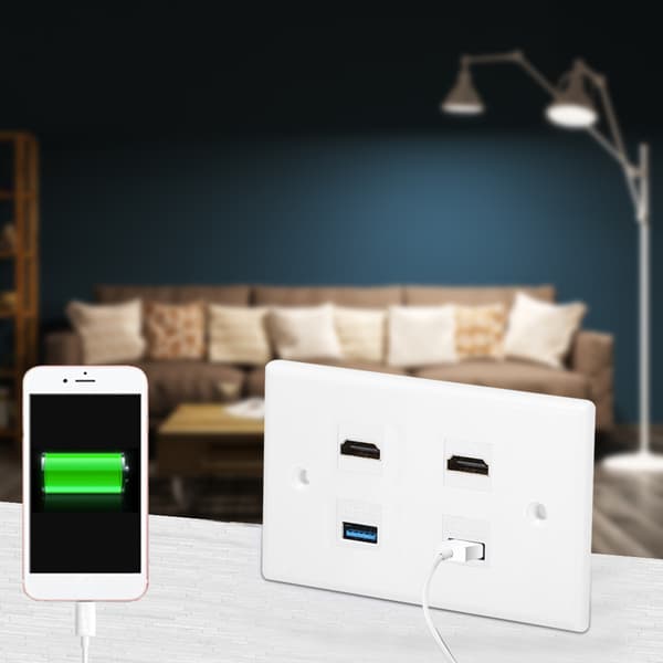 2 HDMI hunn til hunn spenne 2USB spenne veggplatepanel for hjemmehotell
