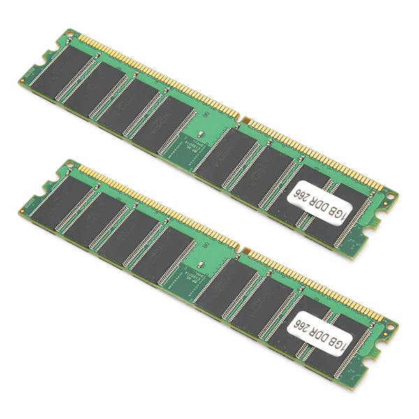 2 stk. hukommelsesmoduler Desktop Fuld kompatibel Dobbeltsidet 16‑Grain DDR 1GB 226Mhz PC‑2100