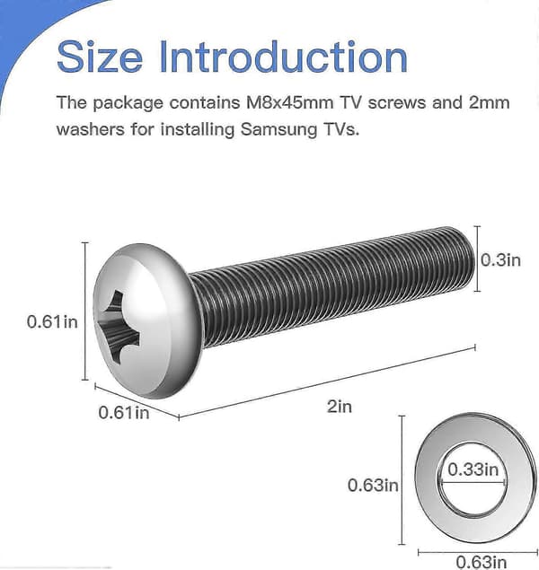 4x M8 45mm Bultar Skruvar För Samsung TV Väggfäste