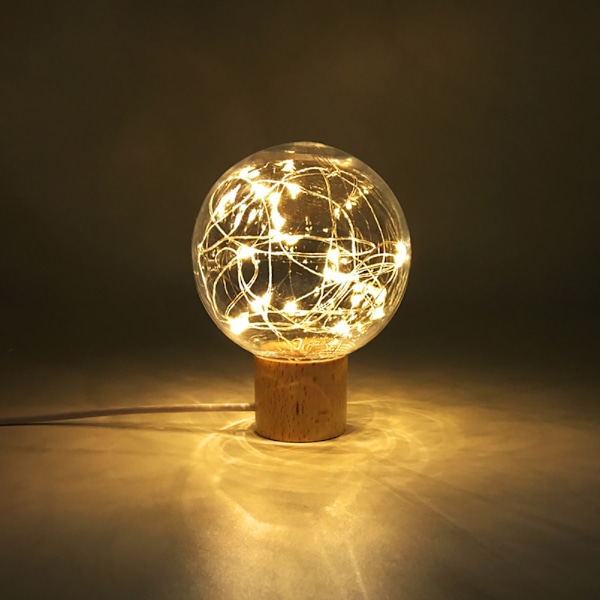 Nyhet LED-lampa med träbas Romantisk lampa Heminredning