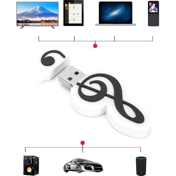 16 GB USB-flashdrev formet som en musiknode, sødt design til studentergave, hurtig lagring