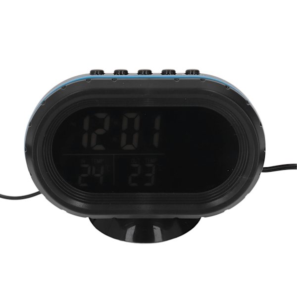 Lämpömittari Volttimittari Kello LCD Kaksivärinen Näyttö Monitoiminen Digitaalinen Auton Kello Valolla 12-24V Oranssi Sinisellä