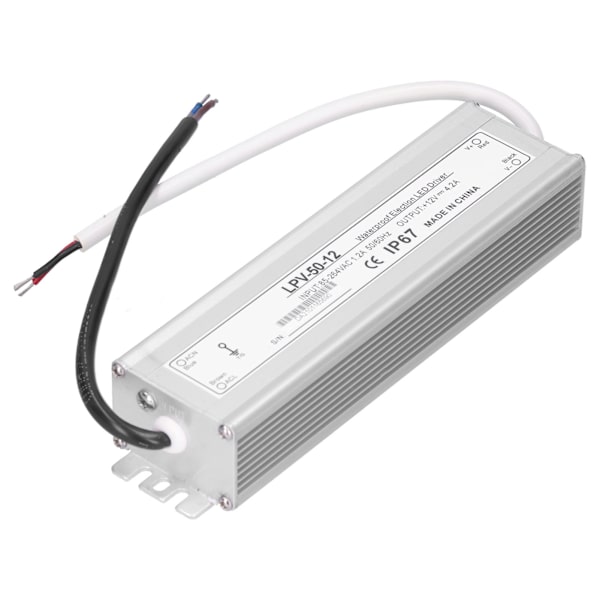 BERM LED-driver elektronisk 50W vanntett strømforsyningstransformatoradapter LPV‑50‑12 DC12V