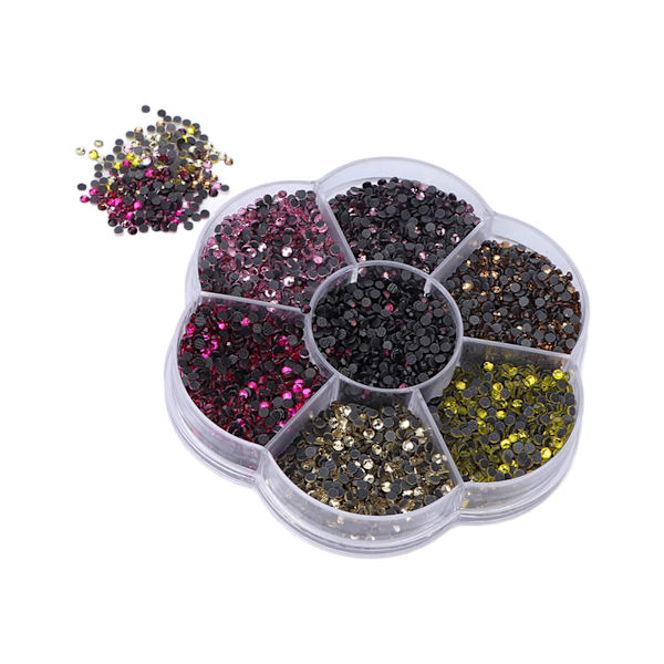 10080 st Flat Back Rhinestones, Bländande Färgglada DIY Robusta Regnbågsfärgade Rhinestones Runda Pärlor för Manikyr MakeupS607-2