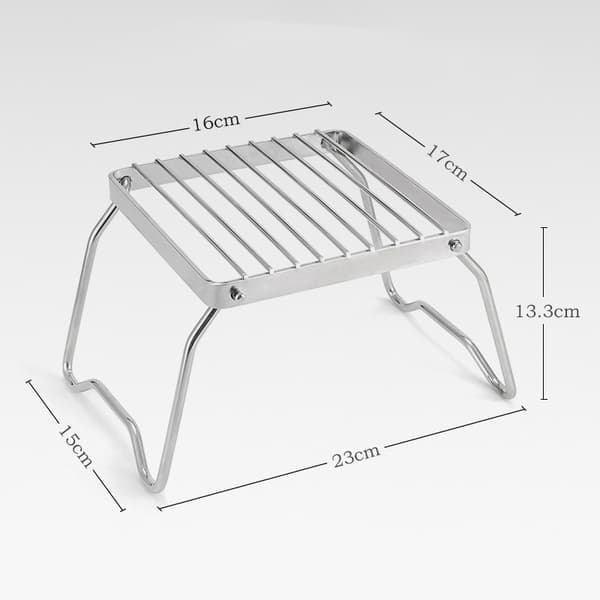 Fällbart Eldstadsgrill i Rostfritt Stål, Randigt Grillställ, Bärbar Spisställ, Stativ för Utomhuscamping
