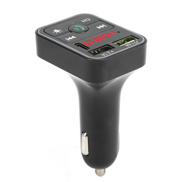 12V/24V Bluetooth 5.0 FM-sender MP3-afspiller Telefonoplader med farverige atmosfærelys