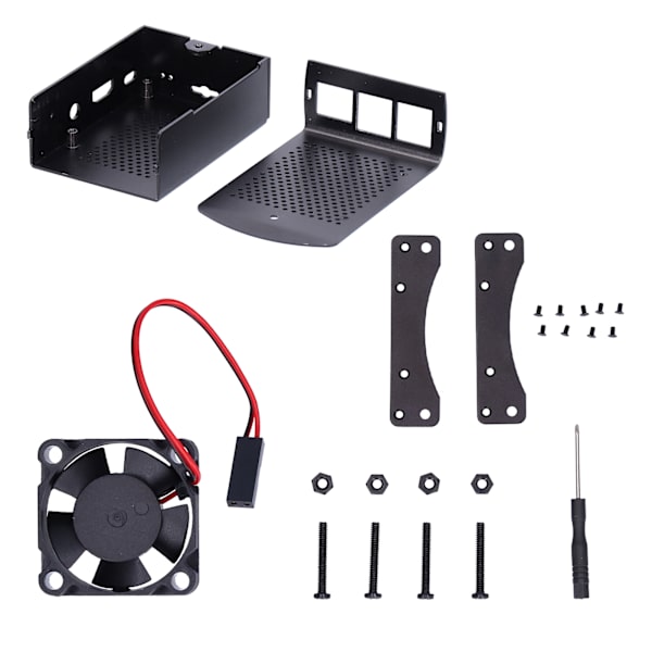 Varmeafledende kabinet i aluminiumslegering til Raspberry Pi 2 3 B+ (med blæser)