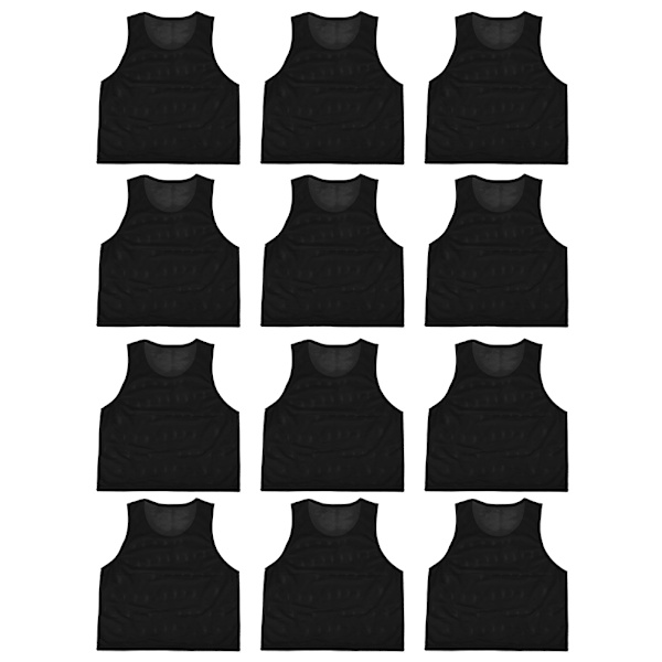 12st Small Mesh Andas Barn Fotboll Träning Träningsväst Svart Barn Gratis Storlek