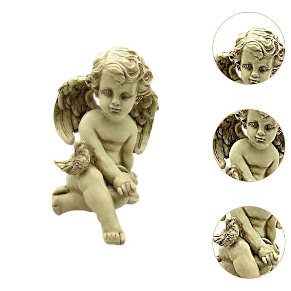 Englefigur Sød Kreativ Dekorativ Harpiks Ornament til Hjemmet Altan Græsplæne Stil A