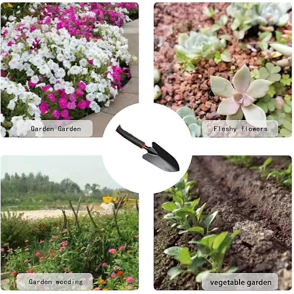 Hagespade for hagearbeid, lett å holde, liten jernspade med sklisikkert håndtak, hagehåndsparkel for planting, omplanting