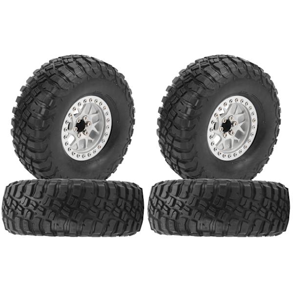 4 stk 2,2 tommers RC-hjuldekk med aluminiumsfelger for Axial SCX10 D90 1/10 RC CrawlerHvit