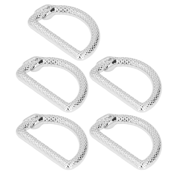 5 st D-ringar i zinklegering, robusta, hållbara, multifunktionella, breda applikationer, metall D-ringar för väska, ryggsäck, bälte, silver