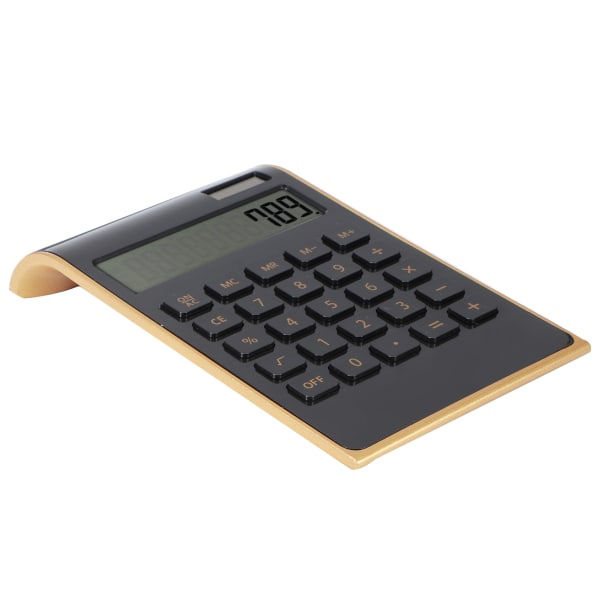 Bærbar 10-sifret kalkulator Ultratynn solenergikalkulator for hjemmekontor Business LCD-skjerm Svart