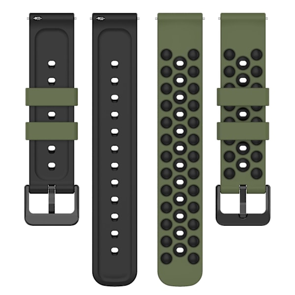 Garmin Venu 2 Plus / Venu Sq 2 20mm Blød Silikon Urrem Army Grøn & Sort