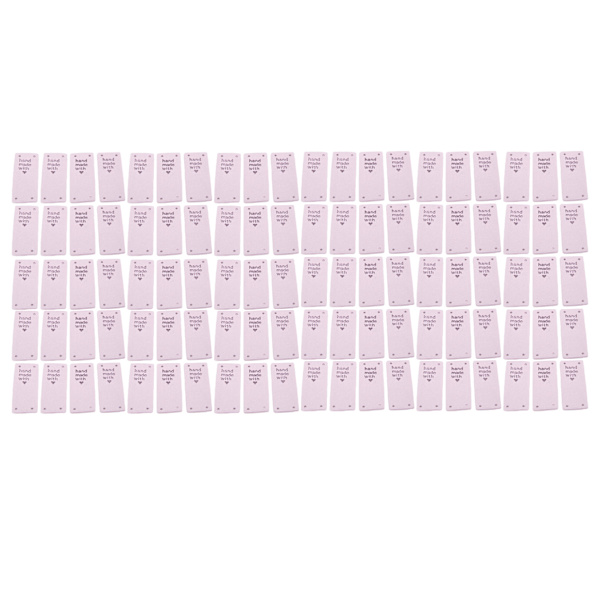 100 stk. håndlavede etiketter i mikrofiber - holdbare, klare tryk, glatte og praktiske sy-etiketter01