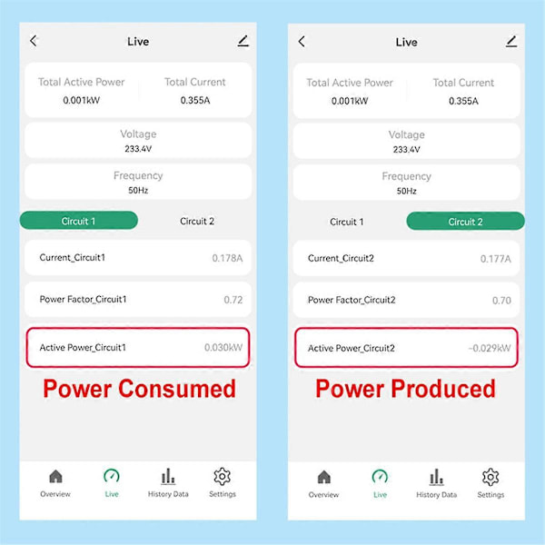 Tuya Smart Life WiFi Kaksisuuntainen Energiamittari 2-kanavainen 120A CT:llä