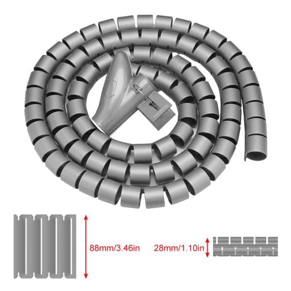 Flexibel Spiralrör Kabelorganiserare Sladdskydd Kabelhantering Silver 1,5m * 28mm
