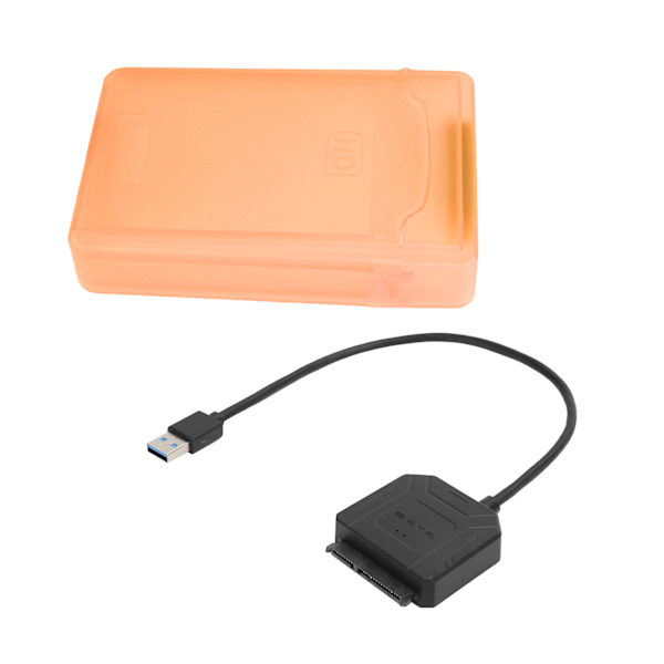 Harddiskadapterkabel HDD/SSD-omformerkabel med strømforsyning og boks EU-stik 100-240V rød
