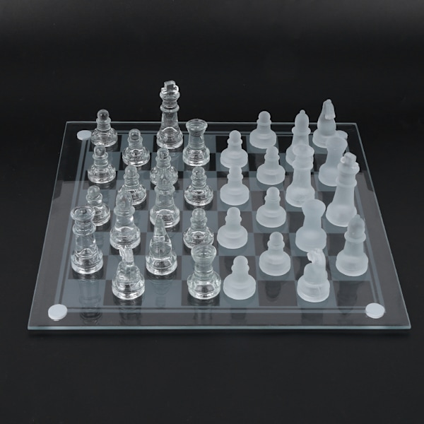 25x25cm Mattpolert glasskrystall internasjonalt sjakk 1 sjakkbrett og 32 sjakkbrikker