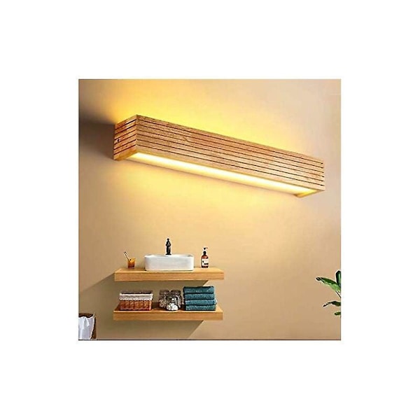 LED Væglampe Indendørs Lysarmatur Træ Væglampe Varmt Lys Lampe til Soveværelse Stue Kontor Korridor (35cm ny)