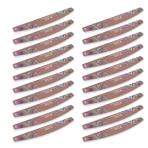 20 stk Sanding Nail File Dobbeltsidig Vaskbar Gjenbrukbar Enkel Operasjon Neglbufferfiler for Manikyrpleie 180 Grid