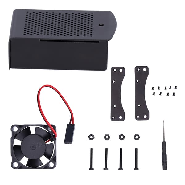 Varmeafledende kabinet i aluminiumslegering til Raspberry Pi 2 3 B+ (med blæser)