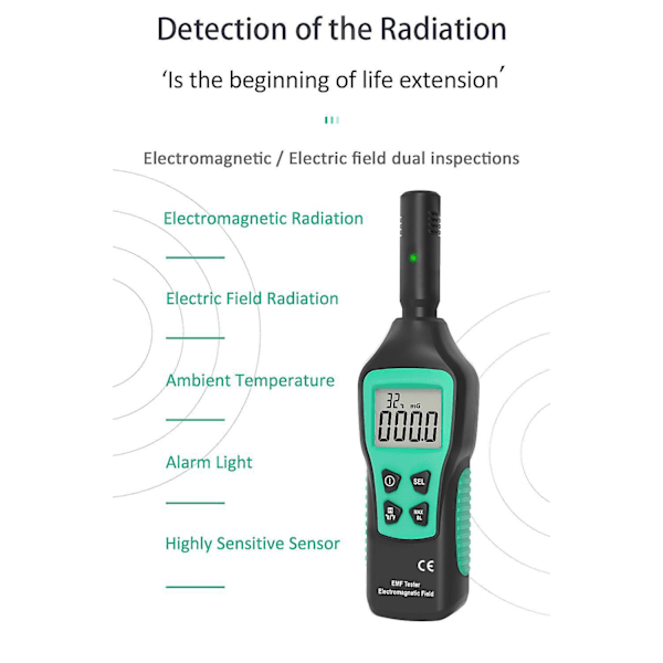 EMF-måler - RF-læser, detektor og måling for RF, mikrobølgeovn, magnetiske felter og elektriske felter