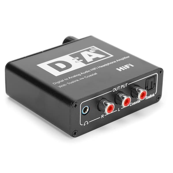 Optisk fiber koaksial digital til analog lydkonverter dekoder 3,5 mm udgang 100-240V Sort US-stik