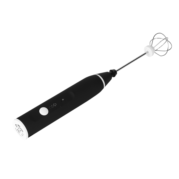 Elektrisk automatisk eggevispermikser Melkeskummer 3-trinns justerbar blender med USB-lading Svart