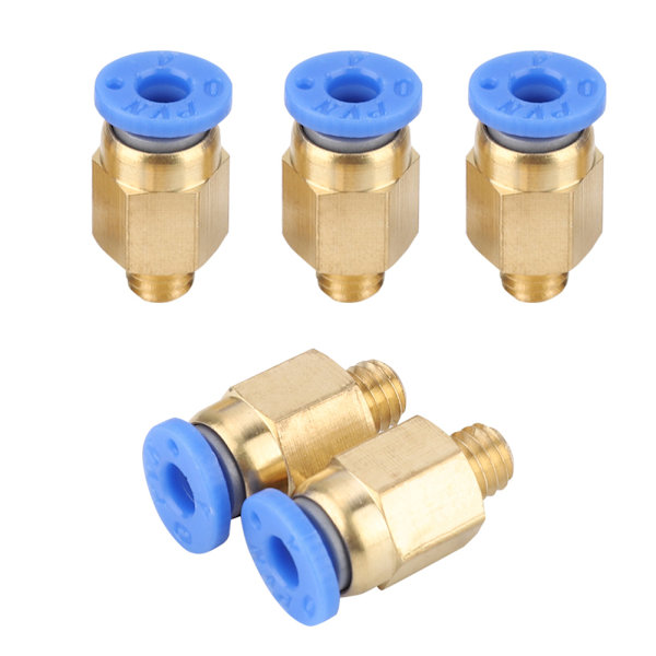 5 STK 3D-skrivertilbehør PC4-M6 Rett gjennom pneumatisk skjøt ytre diameter 4MM