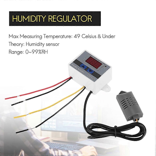 Digital Fugtighedsregulator Hygrometer Fugtighedskontrolkontakt 0~99%Rh Hygrostat Med Fugtighedssensor