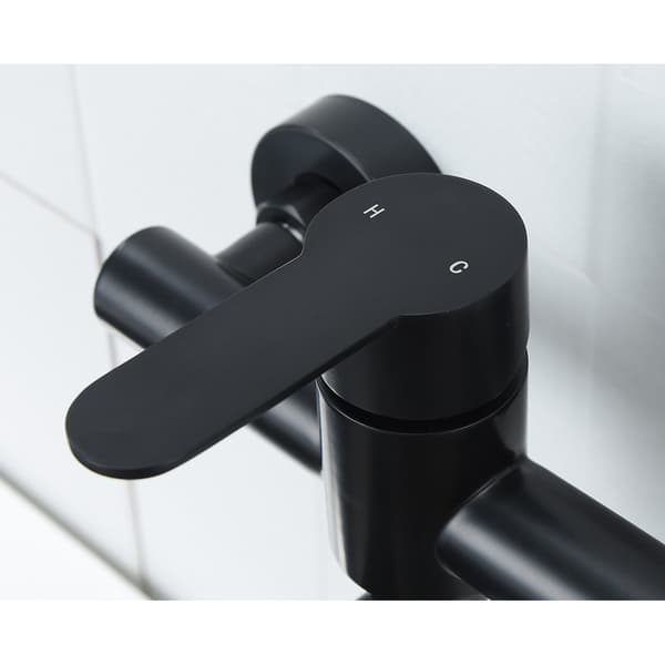 Badekarbatteri, Kjøkkenbatteri, Servantbatteri, Rustfritt stål, Svart, 27*12 cm, Veggmontering