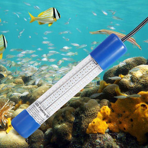 18W LED Fish Lure Undervandsfiskelys Natgrøn fiskebådslampe med batteriklemme