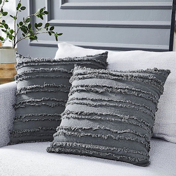 Harmaa koristetyynynpäällinen sohvalle, puuvilla-pellava koristetyynynpäälliset, harmaa väri 50 x 50 cm, 2 kpl