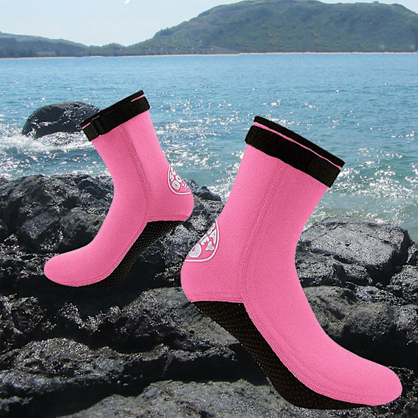 3mm Neopren Snorklingsokker for Kvinner og Menn - Rosa