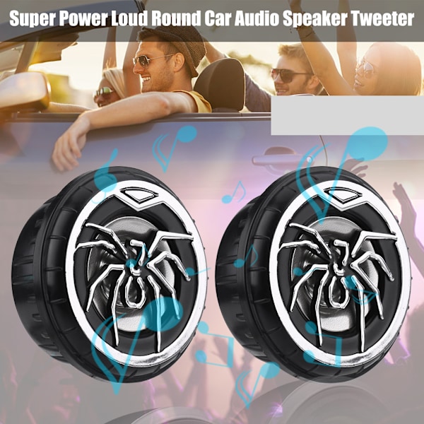 2 stk. Kreative Auto Car Spider Pattern Super Power Loud Audio Speaker Tweeter Højttaler