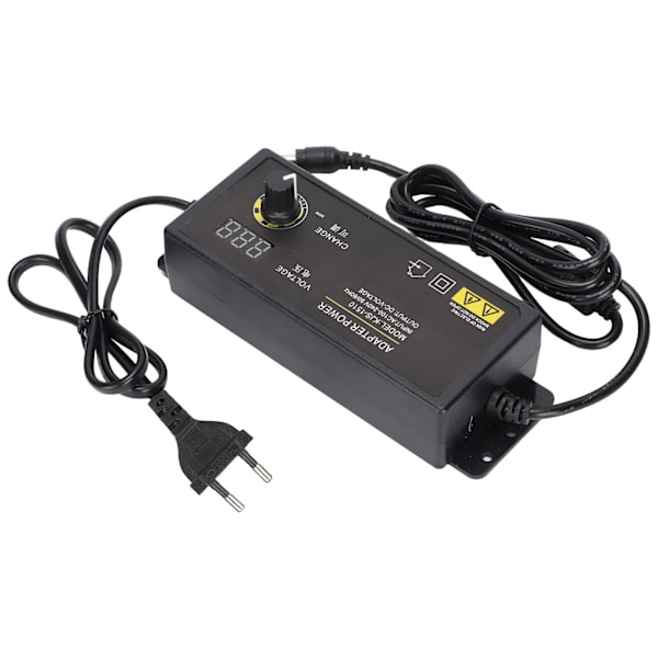 Strømadapter Justerbar spenningshastighetsregulering 3‑24V 4A 90W LED digital skjermadapter 100‑240VEU Plugg