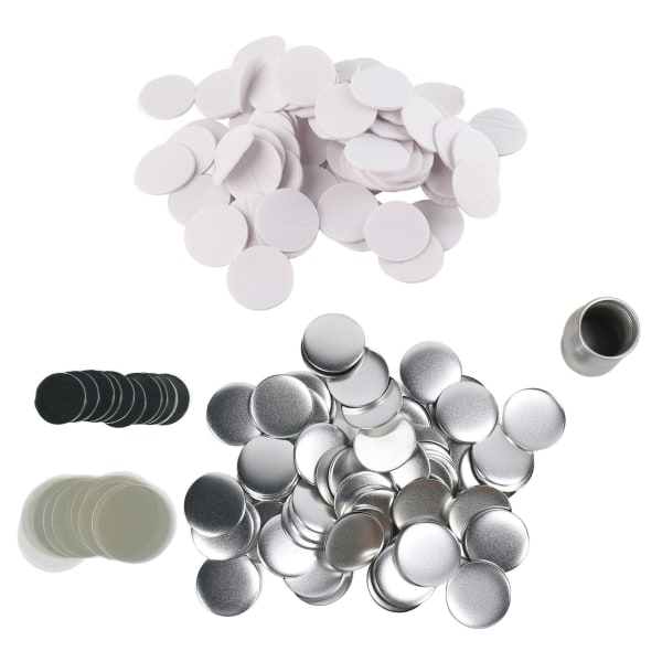 100 set 58 mm spegel runda knappar delar DIY blank rostfri plåt Tillbehör för hantverk