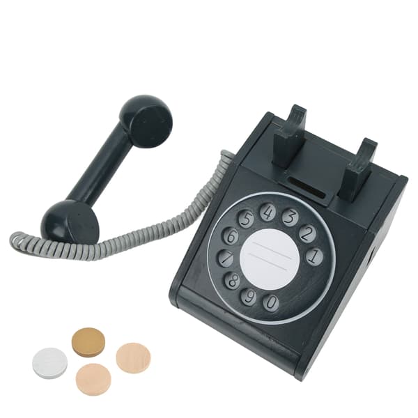 Børns Simulation Telefon Pink Gammeldags Drejetelefon Retro Design Træ Simulation Retro Drejetelefon Sort