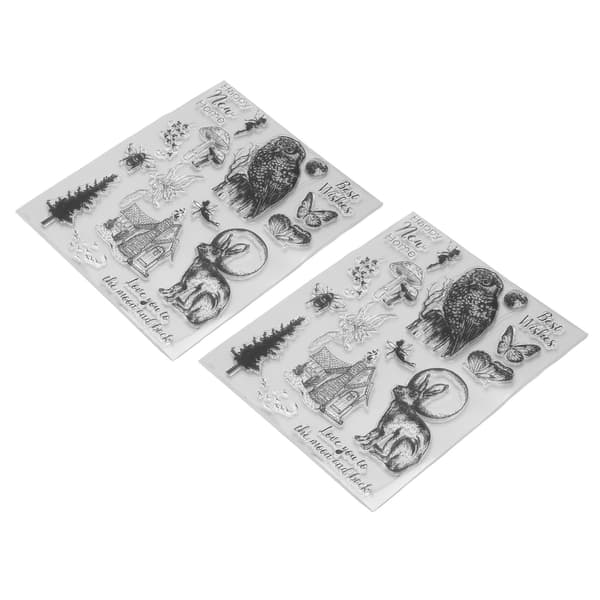 2 STK Klare Stempler Ugle Kanin Fe Kortlaging Stempler Resirkulerbare Klare Avtrykk DIY Håndverk Dekorative Stempler for Dagbok