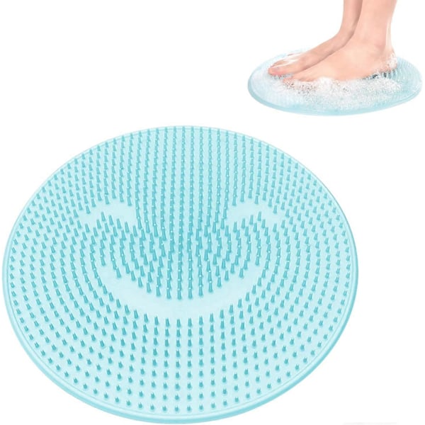 Brusefodskrubber, Fodvask Silikone Rengøringsbørste til Ryggen med Skridsikker Sugekop, Diameter 31 cm, Til Hudpleje af Fødder, Blodcirkulation, Eksfoliering, Blå